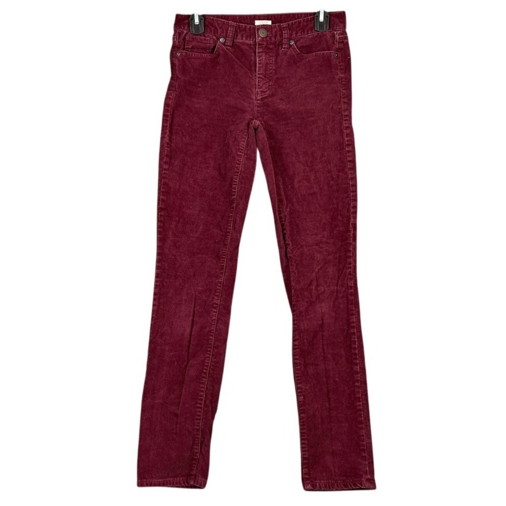 J.Crew Jeans‎ Womens 25 Maroon Toothpick Corduroy Slim Stretch Business Casual